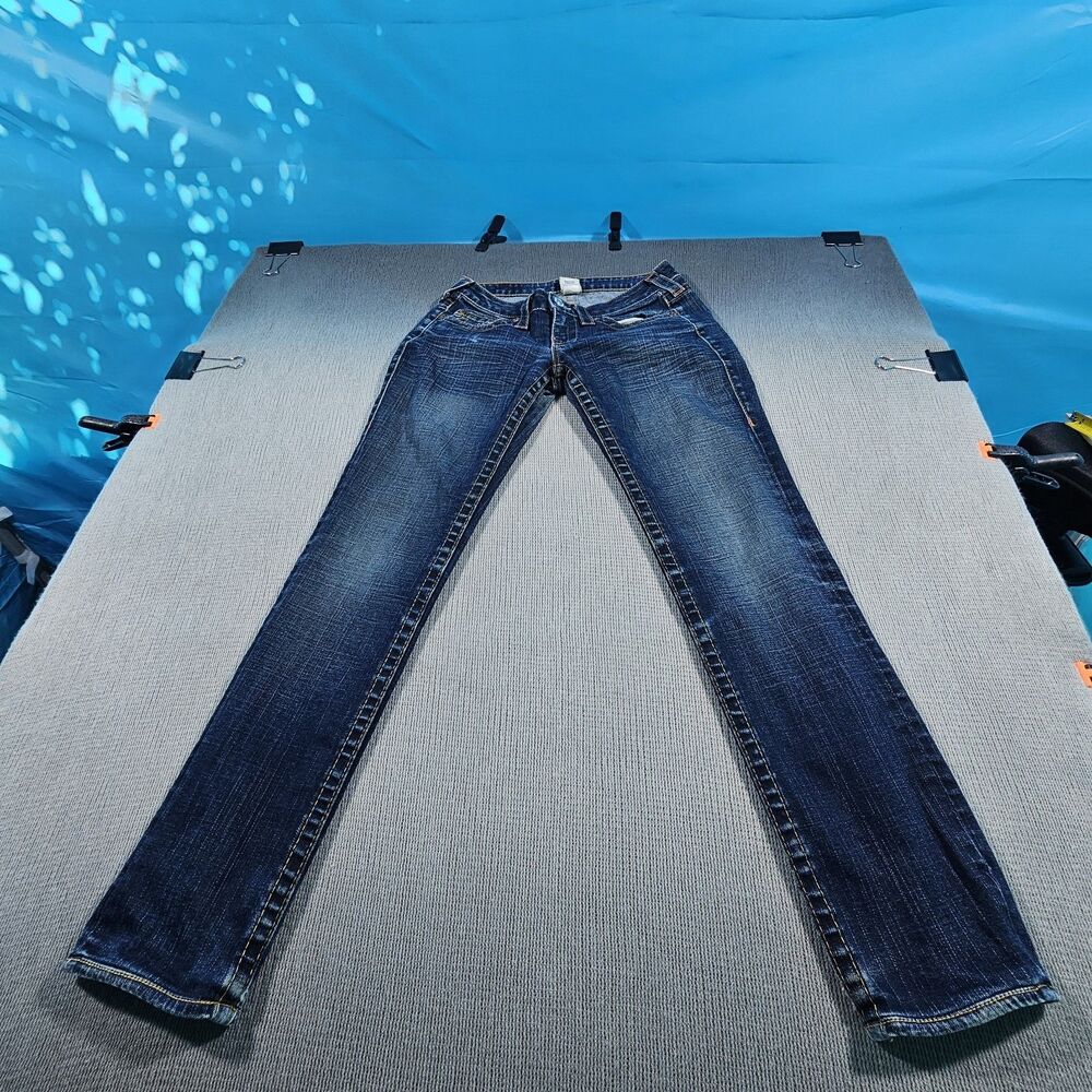 True Religion Stella Skinny Jeans 27 Dark Wash Contrast Stitch Made in USA